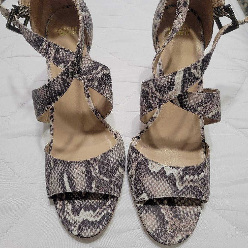 JOHNSTON & MURPHY Snake Print Leather Sandal Open Toe Strappy Size 9